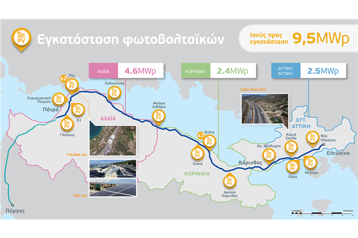 Launch of ambitious solar energy program  along Athens-Corinth-Patras-Pyrgos highway