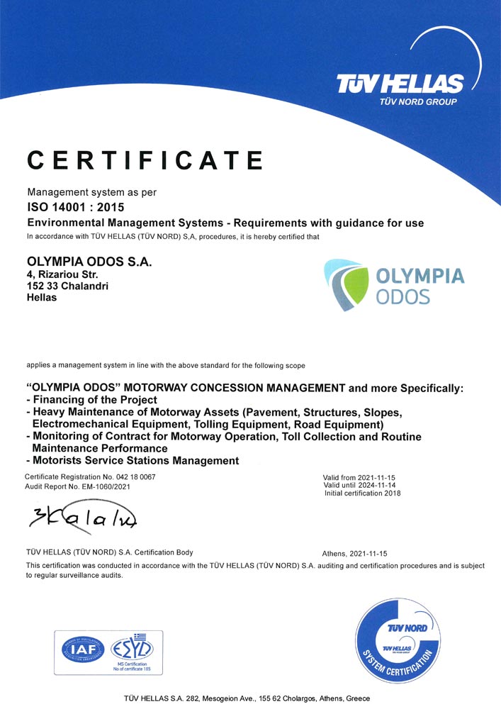 OLYMPIA ODOS ISO 14001:2015