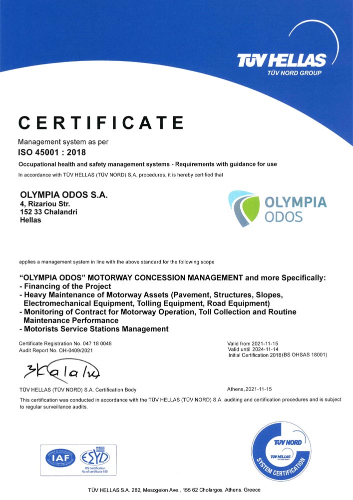 OLYMPIA ODOS ISO 45001:2018